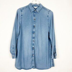 J. Jill Denim Chambray Shirt Women's Size Small Blue 100% Lyocell Buttery-Soft